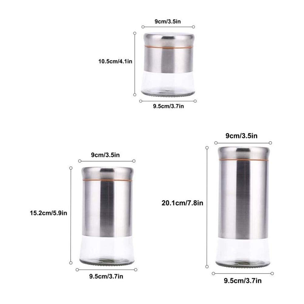 Vorratsglas Glas Küche Kaffee Kanister Jar Set für Arbeitsplatte 304 Edelstahl Lebensmittel Vorratsbehälter mit luftdichtem Deckel, Speisekammer Organisation und Aufbewahrung für Tee