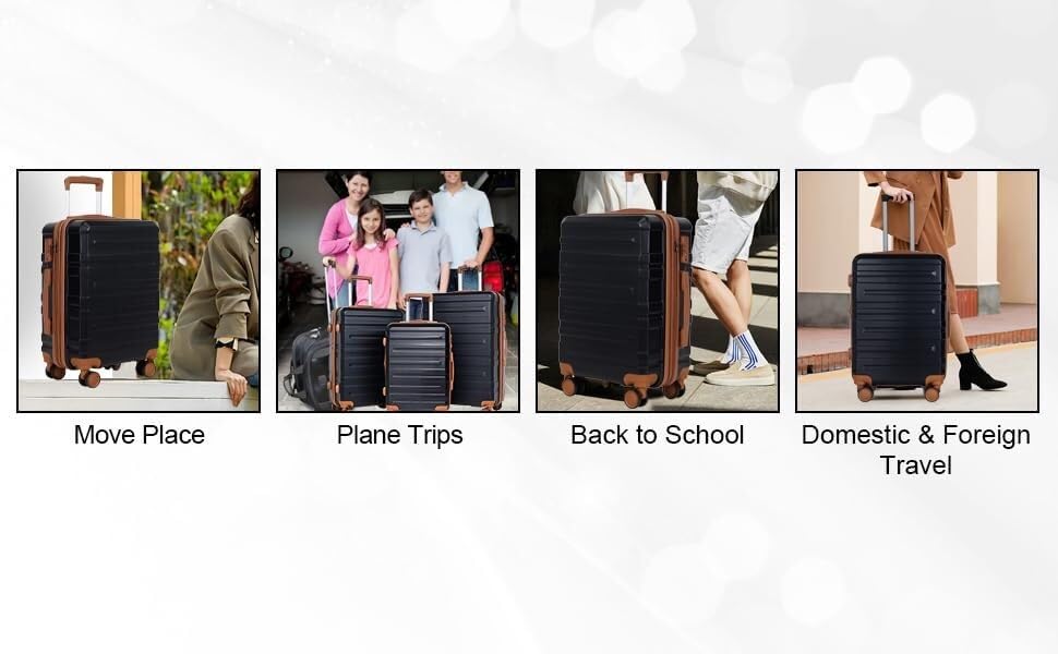 3-Piece Lightweight Luggage Set with TSA Lock - Travel in Style and Comfort, 20/24/28 Inch, Blue and Black 6