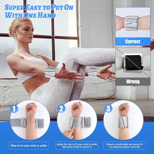 Image of BECOJADDE Ankle Weights for Women Wrist Weights Set of 2 (1 lb /2 lb Each) Adjustable Arm Leg Weight for Womens Men Suitable for Walking Swimming Running Pilates Yoga Gym