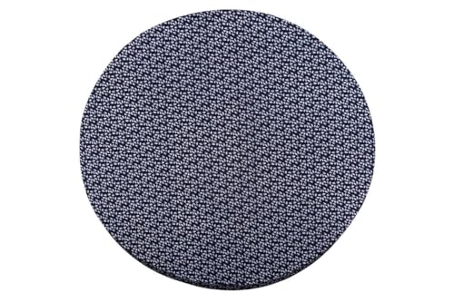 Image of The Furnishing Tree Round Elastic Fitted Center Tpoy Table Cover WxL 24x24 Inches Leaf Pattern Blue
