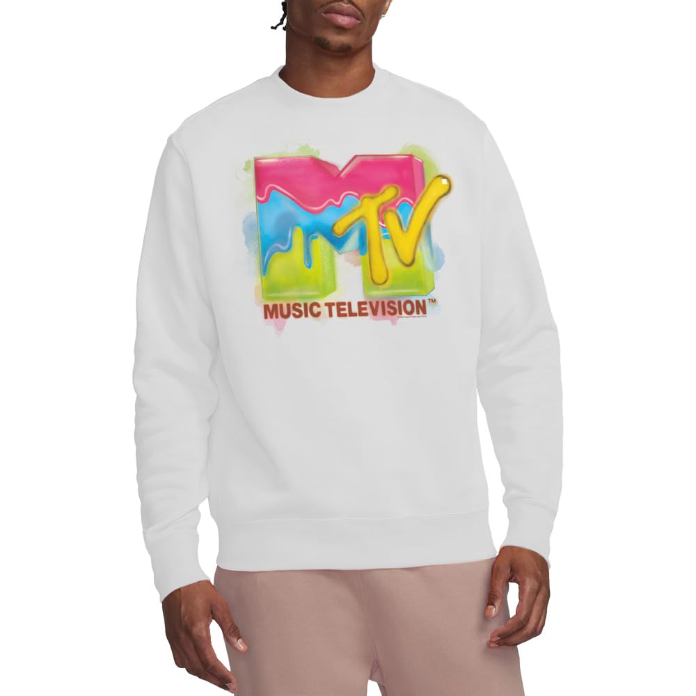 Men's White Other Mtv Paint Logo Crew Sweatshirt in Size XL, Sports Direct