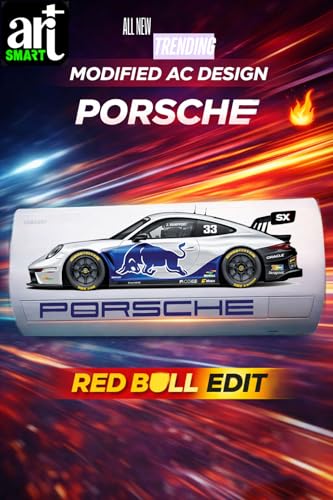 Image of Trending Porschhe 911 Racing AC Sticker, Air Conditioner Premium Vinyl, HD Gloss Finish, 24 Inches, for AC, Wall, Door, Glass (Silver)