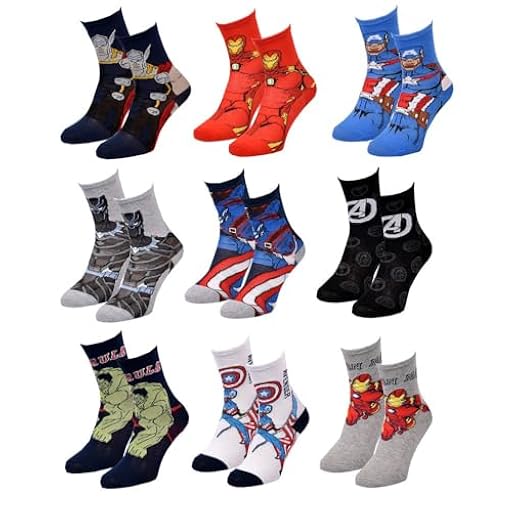 Ozabi Pack Calcetines Niño AVENGERS (31/34, Lote de 9 pares de calcetines SURPRISE) | Ya disponible en tu tienda friki favorita! En mundofriki.es!