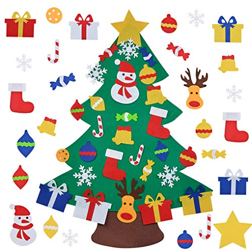Yidaxing Fieltro Árbol de Navidad, Árbol de Navidad de Fieltro Árbol de Navidad Educativo de Bricolaje con 30PCS Adornos Cover