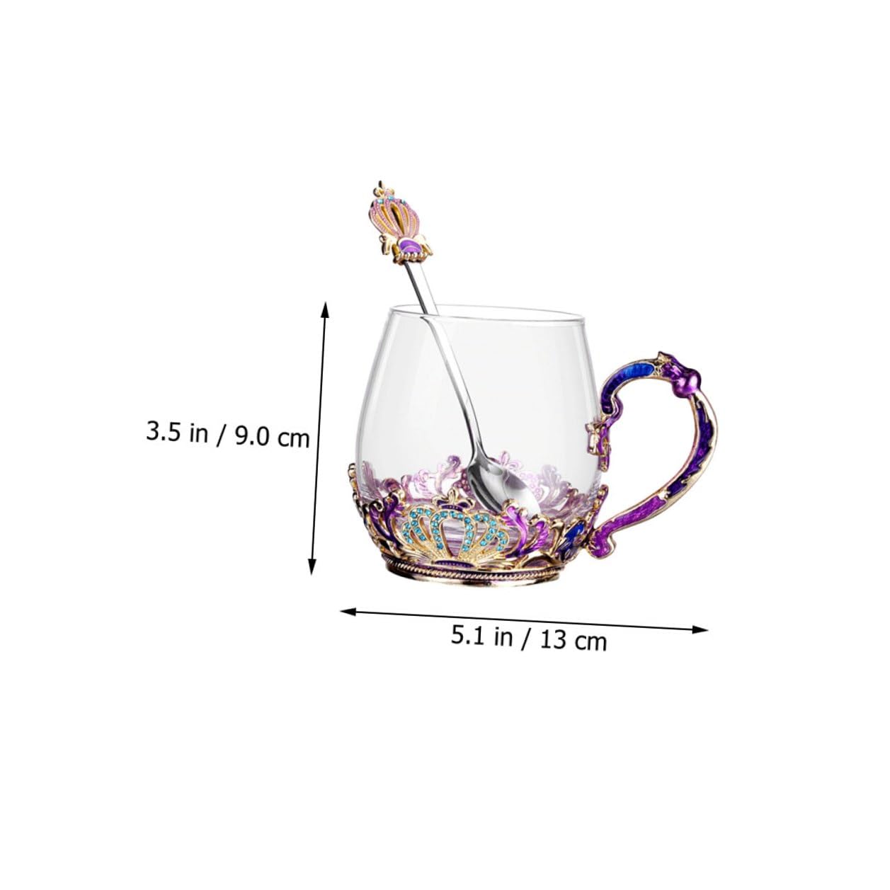 MAGICLULU Taza para Té de Vidrio con Diseño Ergonómico y Resistente al Calor, Incluye Cuchara, Estilo Único, Adecuado para Infusiones y Bebidas Calientes Color Aleatorio