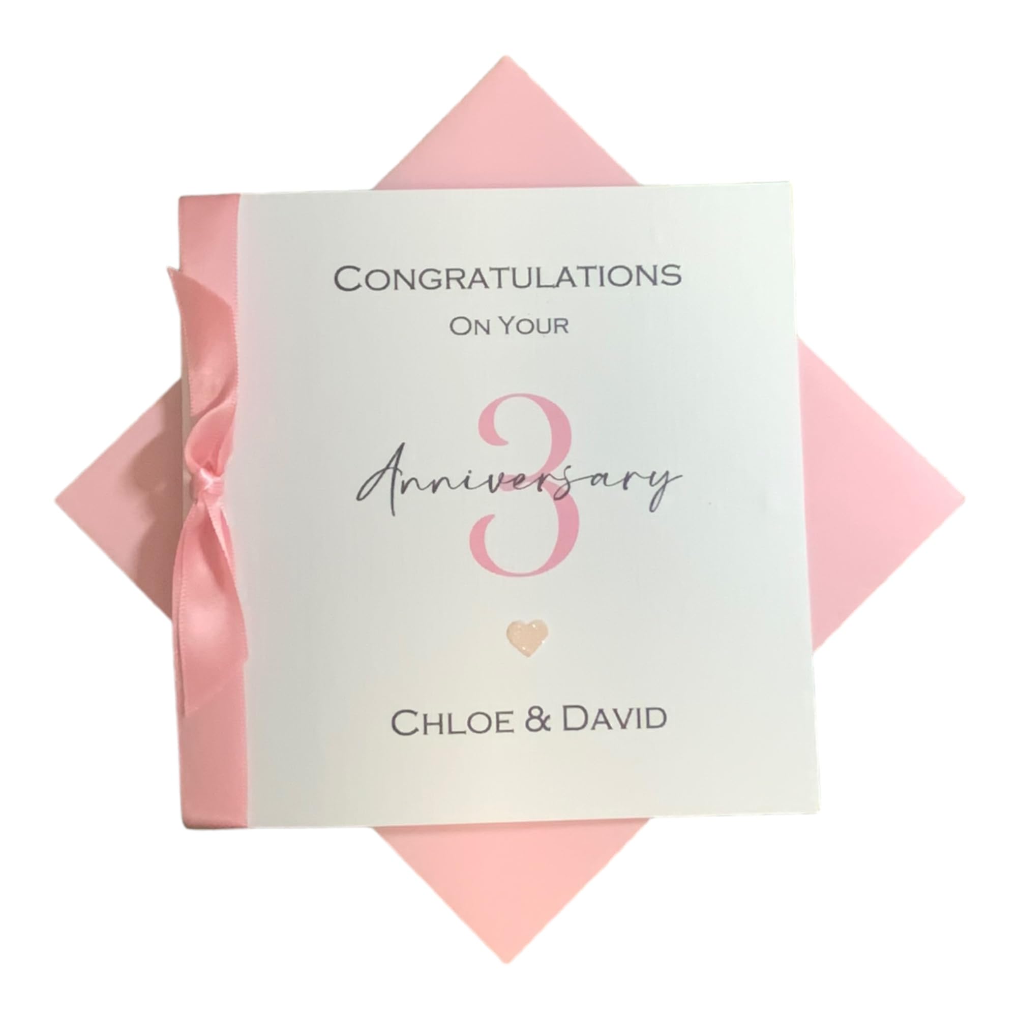 3rd Wedding Anniversary Card Personalised Leather 3 Years - RN 3 — image 1