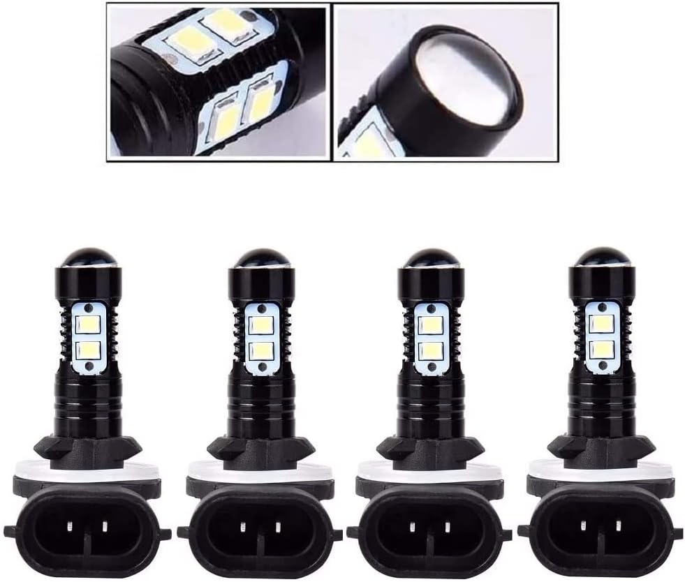 JahyShow 4 Pack 50W Super Bright 881, 889, 862, 886, 894, 896, 898 10 LED Fog Light Bulbs 881 DRL Lights Daytime Runnig Lights, 6500K Cool White