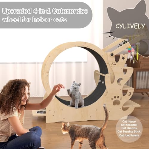 Upgraded Cat Wheel, Cat Running Wheel for Kitty's Longer LifeCat Exercise Wheel for Indoor Cats, Cat Treadmill with Cat House, Cat Stand CCC0111