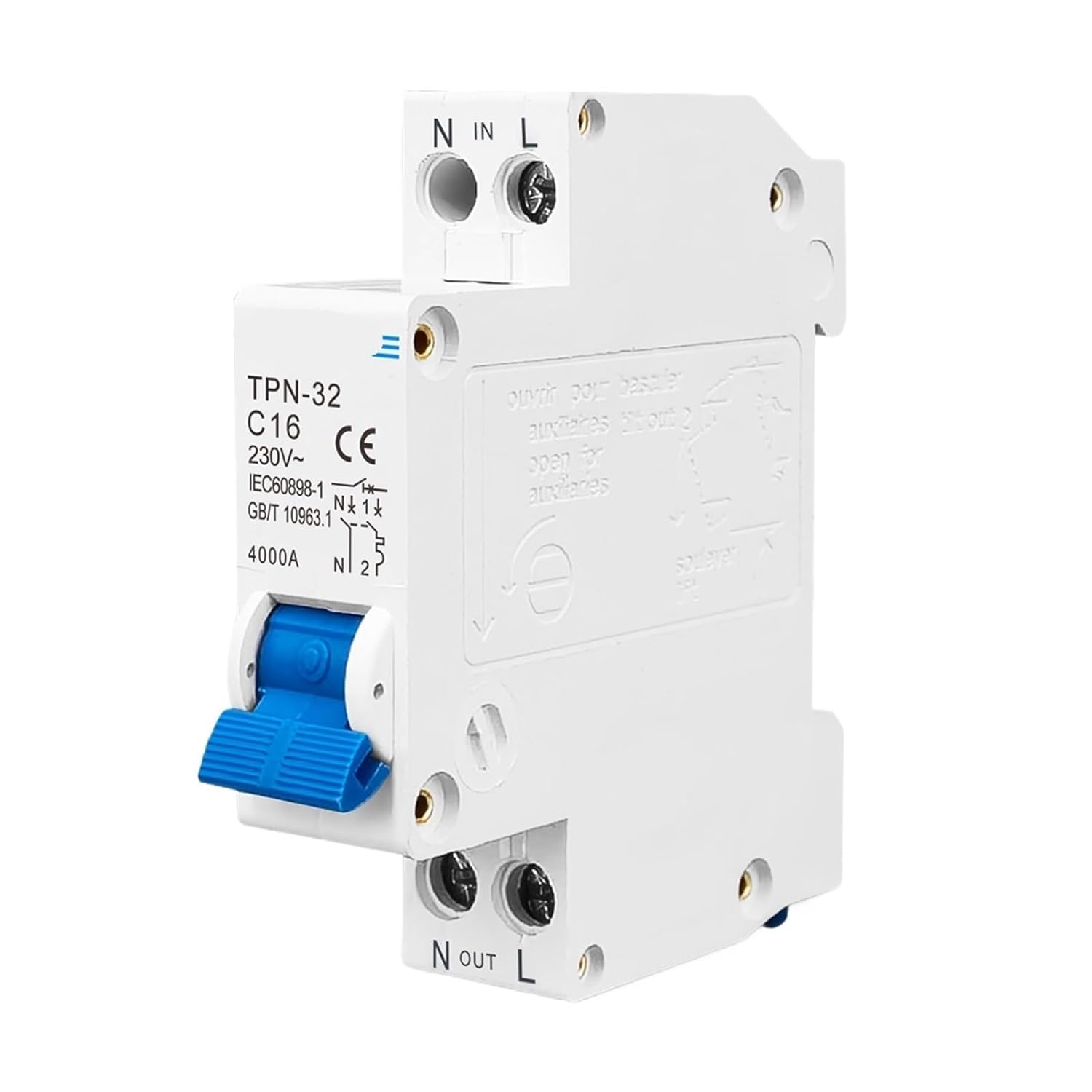 18MM TPN 1P+N Mini Circuit Breaker MCB 6A 10A 16A 20A 25A 32A Din Rail Mounting Miniature Household Air Switch(10A)
