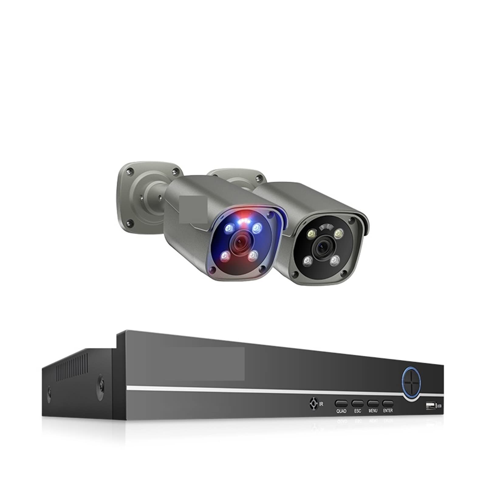 Sistema De Cámara PoE Smart Ai Visión Nocturna A Todo Color Detección Facial Video Kit De Vigilancia De Seguridad FáCil De Instalar(2T,8CH 2pcs Camera 8MP)