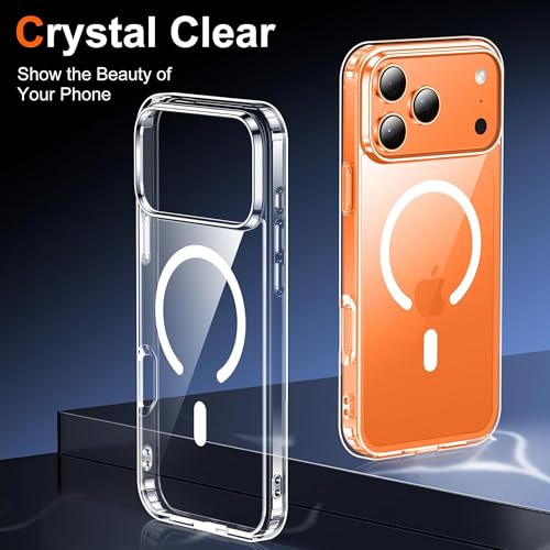 Image of Kratos Transparent Clear Case Cover Compatible with iPhone 17 Pro - Anti-Yellowing, Wireless Magnetic Charging Case with Raised Edge Camera & Screen Protection, Shock-Resistant Design