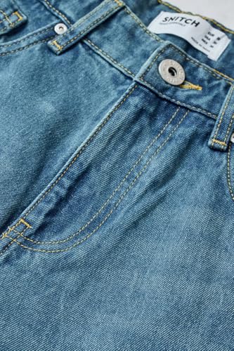 Image of SNITCH Men Casual Jeans | Baggy Fit with Mid Rise & Relaxed Thigh | 100% Cotton Woven Denim for All Seasons | Durable & Comfortable Design for Everyday Wear