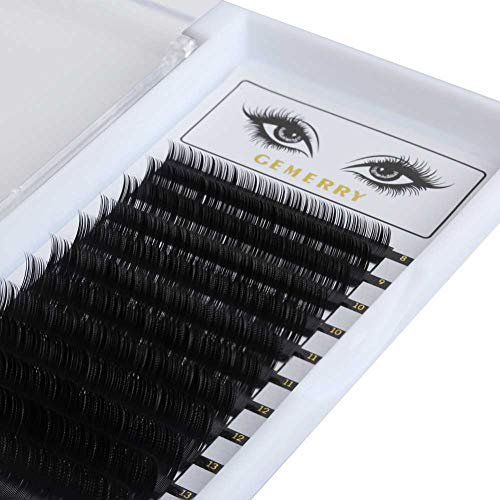 GEMERRY D Curl 0.20mm Eye-lash Extensions, 3D Silk Faux Mink Individual Lash Extensions 8-14mm Mixed Tray Professional Salon Perfect Use