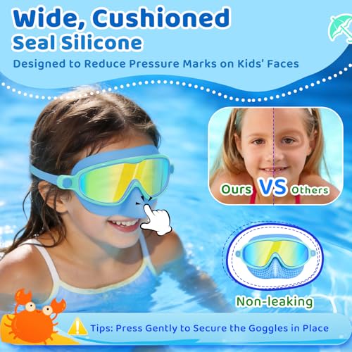 Gafas de natación para niños Vvinca con cubierta de nariz 2 unidades para piscina natación miniatura 4