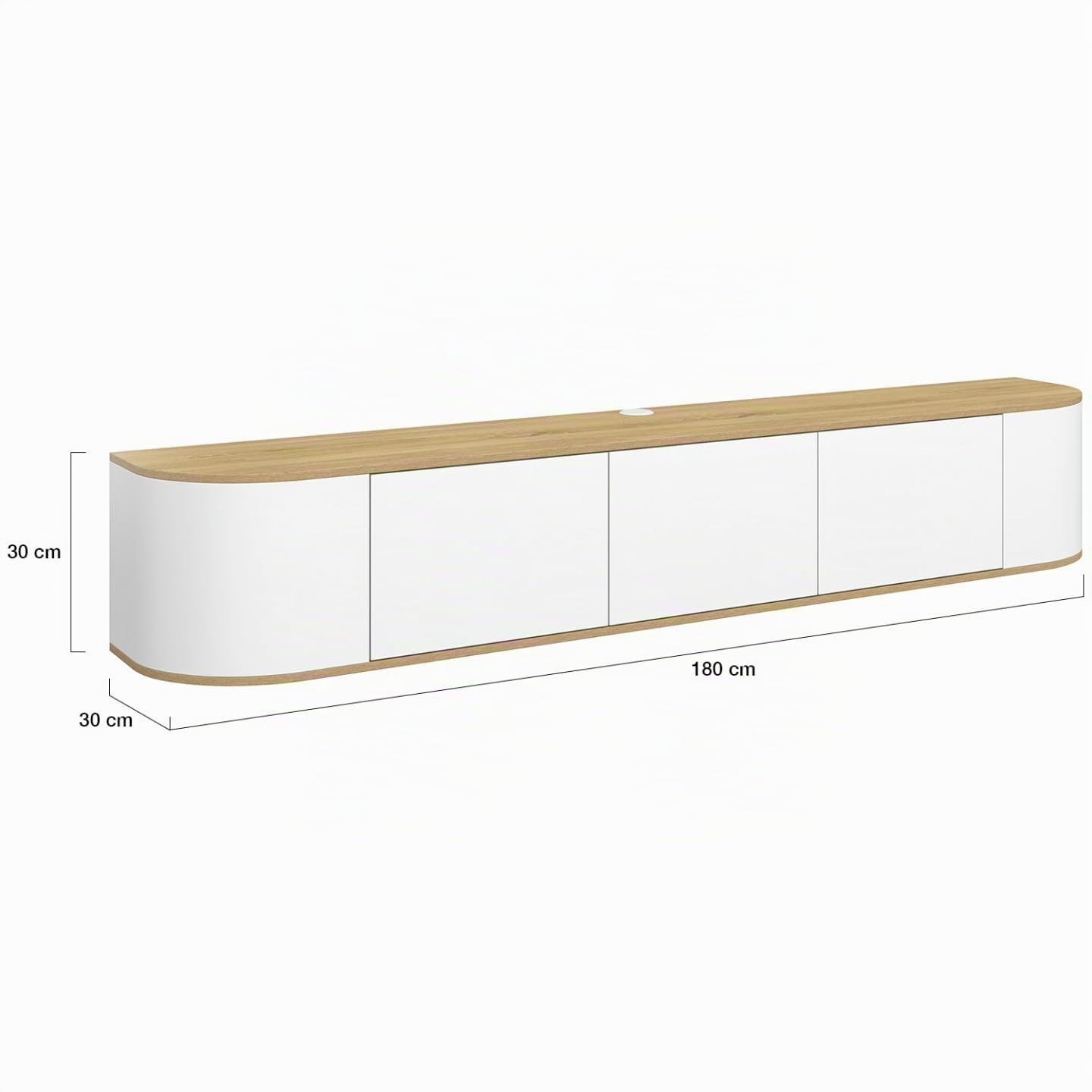 IDMarket Leora - Mueble para TV (180 cm, colgante de 3 puertas, madera y blanco), color blanco