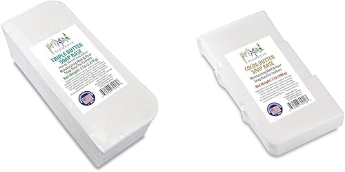 Primal Elements Base de jabón de triple mantequilla (manteca de mango, karité y cacao) + base de jabón de manteca de cacao, bases de jabón de