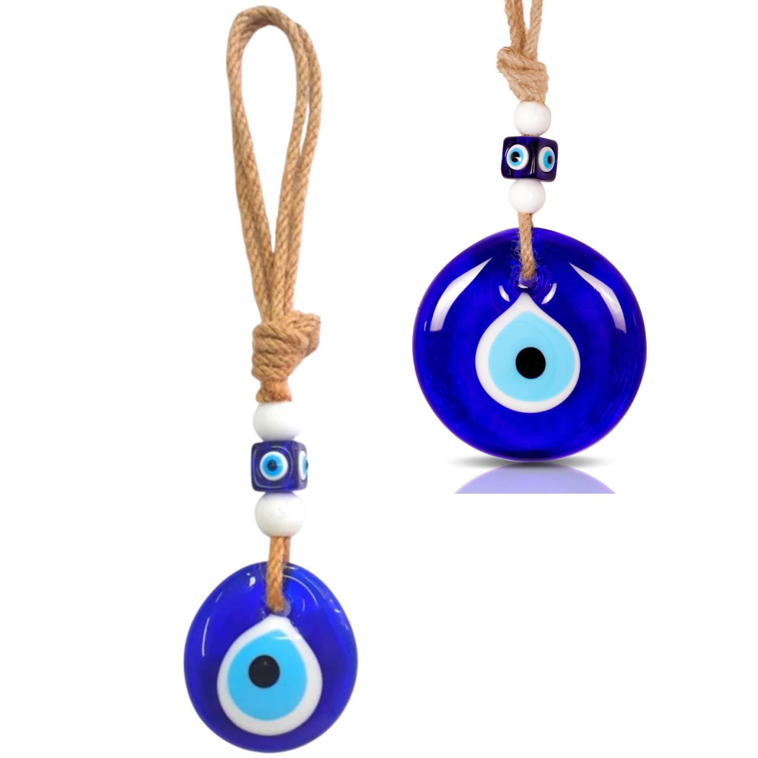 JJiaoLinin Evil Eye Hanging Decoration, 2pcs Evil Eye,Turkish Eye, Lucky Eye, Evil Eye Wall Hanging, Car Charm, Car Accessories for Jewelry Good Luck Protection Wedding Party Favors (5cm)