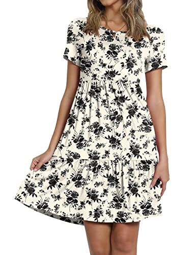 Image of TAOHUADAO 2026 Summer Dresses for Women Short Sleeve Ruffle Casual Sundress with Pockets
