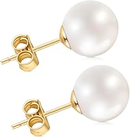HAINBAG Freshwater Pearl Stud Earrings for Women - Handpicked 9mm AAA+ Pearls, Hypoallergenic 925 Sterling Silver Posts