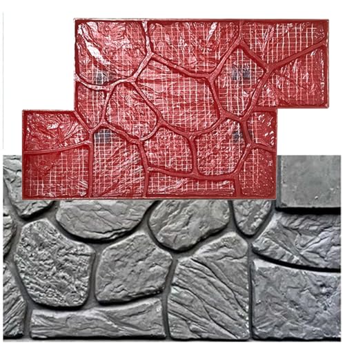 Tampon de ciment en béton – Tapis texturé en caoutchouc durable pour impression murale et sol – Pavés d'allée de jardin pour projets de bricolage
