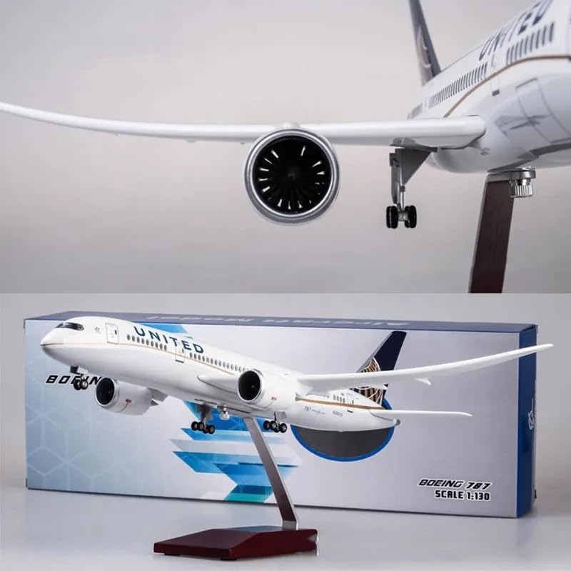 1/150 Scale 43 CM (17 inches Long) The United B787 Dreamliner Airplane Model Kit with Table Stand for Aviation Enthusiast Gift or Display Decorations