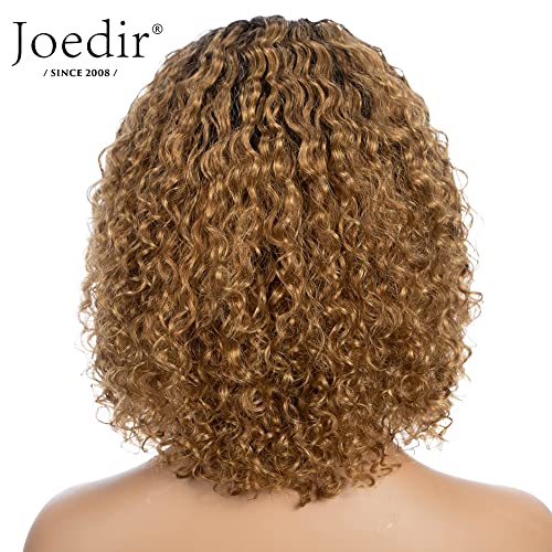 Joedir Short Curly Bob Wig Kinky Curly Lace Front Wigs for Woman Jerry Curl Human Hair Wig Pre Plucked Hairline with Baby Hair(Ombre Light Gold) - Image 4