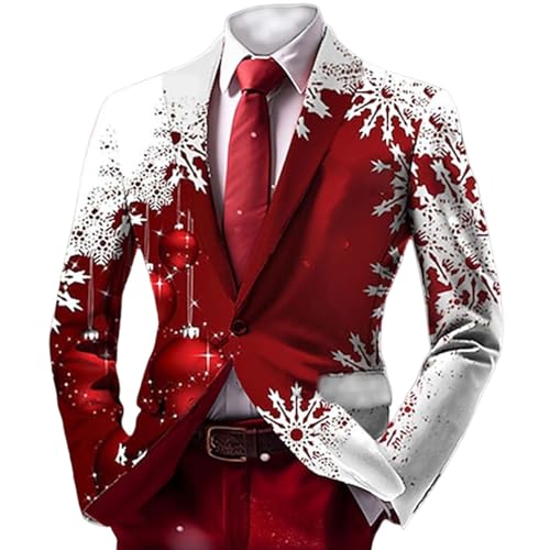 Chaqueta elegante informal roja XXL con estampado exclusivo de temporada festiva