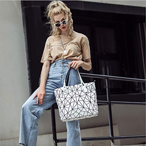 Bolso Tote con asa superior geométrico mate para mujer miniatura 3