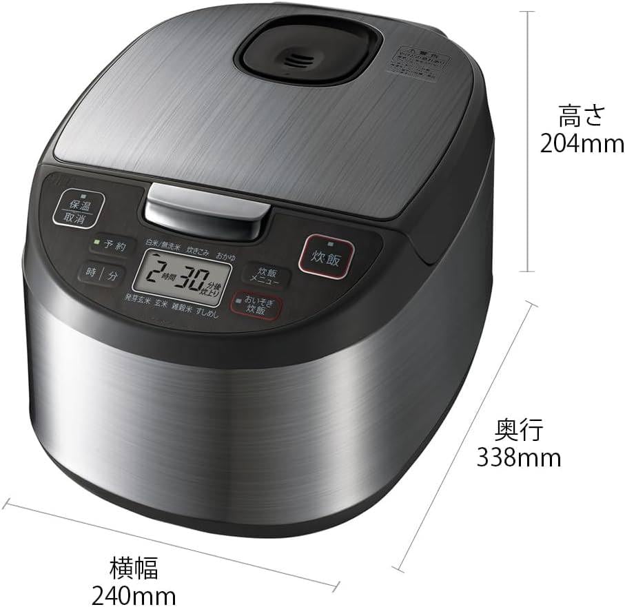 Amazon | 炊飯器 5.5合 黒厚釜 球面炊き シルバー マイコン方式 1.0L