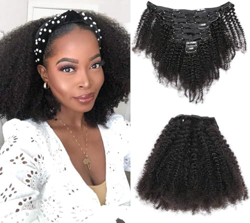 12 Pollici Afro Ricci Clip In Estensione dei Capelli 8pcs/set con 18 Clip 8A Capelli Umani Vergini 120 Grammi/Set