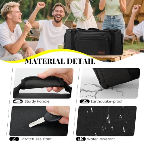 Image of Speaker Bag Compatible with JBL PartyBox On The Go & On-The-Go Essential | Portable Speaker Carry Tote with Pockets for 2 Mics, Cables & Chargers, Top & Front Openings for Playback, Bag Only, Black