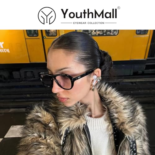 YouthMall Retro Oval Blue Light Glasses for Women Men Trendy Round Eyewear — view 2