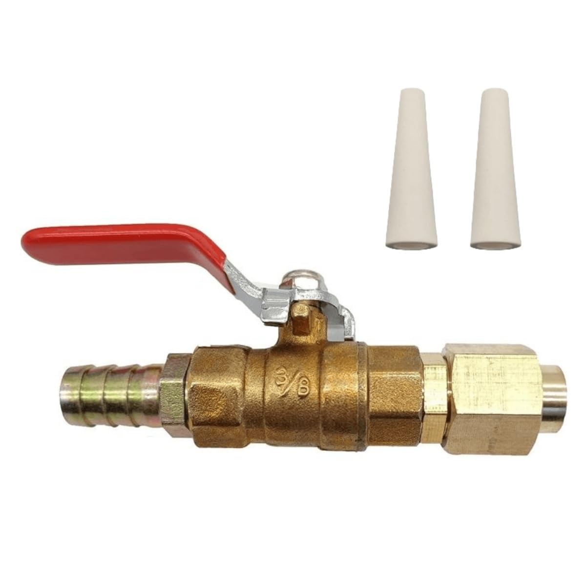 XiBany Ceramic Sandblaster Nozzle, Sandblaster Nozzle, Ball Valve Type, Stainless Steel Body, 3 Ports, 1/2 in Flange Inlet, 1/2 in Outlet, White