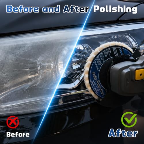 Image of 11 Pcs Wool Felt Disc Buffing Wheel & Polishing Compound | 4-1 /2 inch x 7 /8 inch Arbor Buffing Polishing Wheel for Angle Grinder Marble Metal Stone Stainless Steel Furniture Finish Mirror