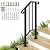 Outvita Handrails for Outdoor Steps, Black Wrought Iron Handrail Fits 1 Step, Transitional Handrail with Installation Kit, Stair Railing for Concrete Steps or Wooden Stairs