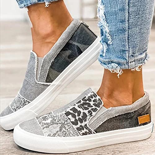 Hbeylia Platform Fashion Sneakers For Women Leopard Design Casual Low Top Canvas Shoes Trendy Chunky Bottom Heels Slip On Flats Loafers Driving Walking Shoes For Ladies4