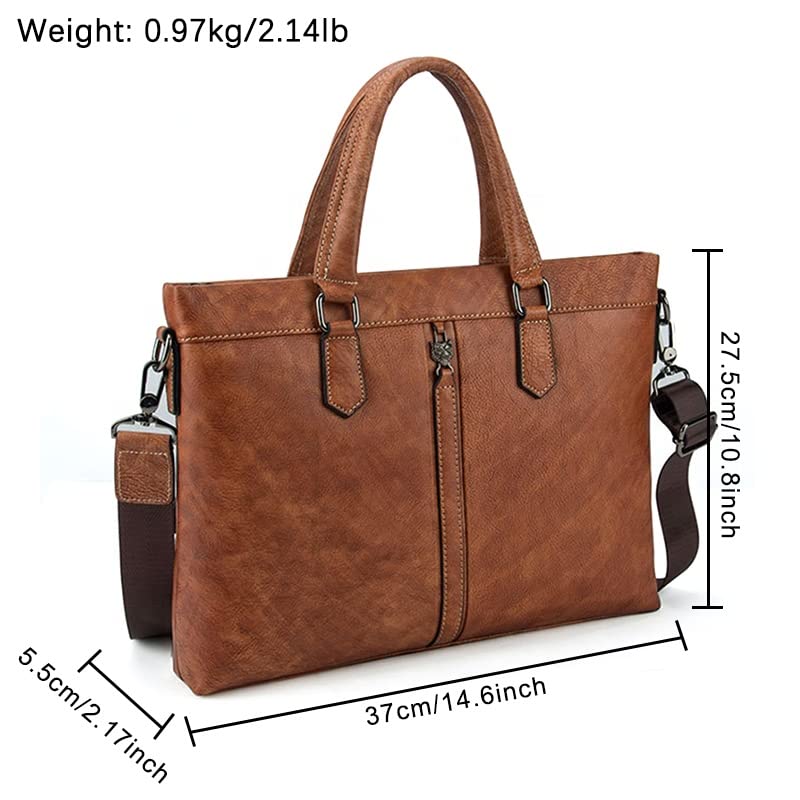 Leather Mens 14 Laptop Bag, Leather Shoulder Bag, Business Bag Briefcase, Document Case3
