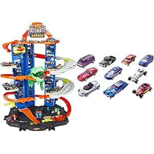 Hot Wheels City Ultimate Garage – Multi-Level Track Playset with 2 Cars & 10-Car Pack of 1:64 Scale Vehicles​, Gift for…