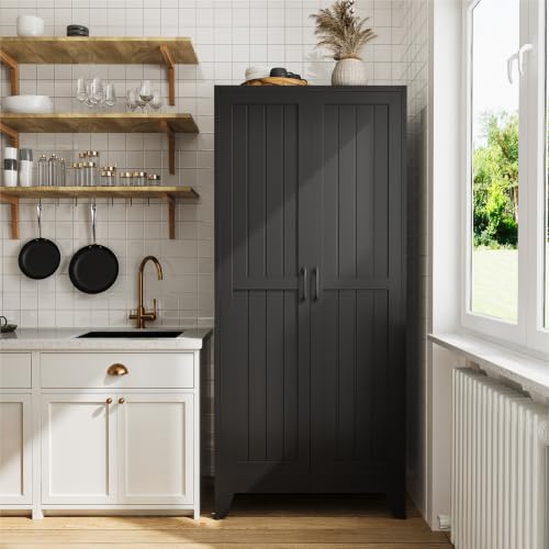 Image of COFaR 71 inch Black Metal Storage Cabinet for Office, Garage and Utility Room