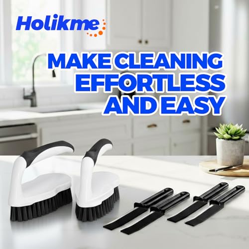 Image of Holikme 6 Pack Cleaning Brush Scrub Brush Kitchen Brush for Floor,Black
