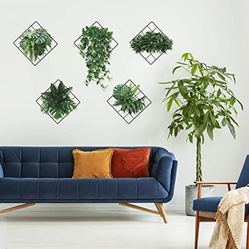 Magic 3D Vivid Green Plants Monstera Leaf Ivy Grid Wall Decor Decal, Vinyl Removable Green Leaves Wall Stickers For Bedroom Living Room Office Kitchen Decorations, Set Of 5(8.7”X8.7”)1 #TOP2