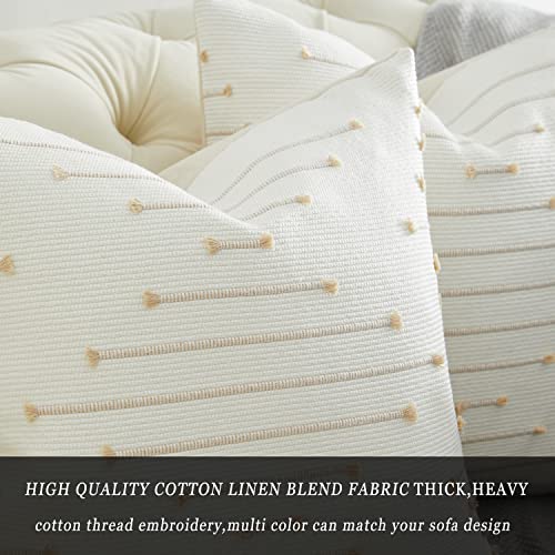 Gigizaza Beige Boho Pillow Covers 18X18,Set Of 2,Cotton Linen Decorative Throw Pillow Covers For Coush Sofa Square Pillow Cushion Case #TOP1