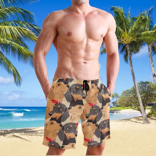 Men's Swim Trunks Dog Dachshund Board Shorts Quick Dry Swimsuit Swimwear Holiday Party Bathing Suit4