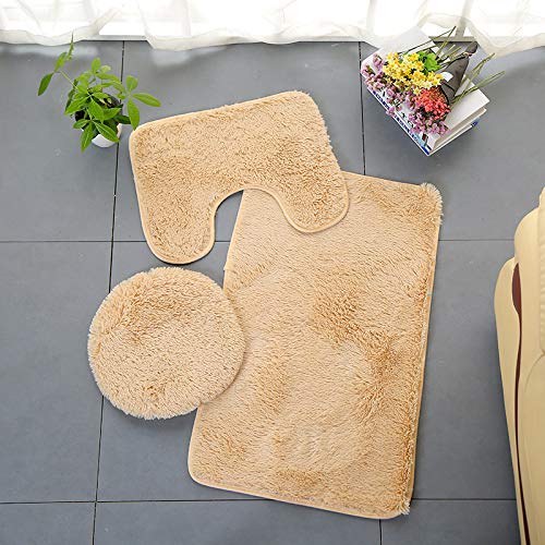 Tapis de salle de bain anti-glisse kaki lot de 3 pour sécuriser votre sol de douche