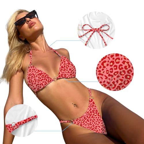 Image of MIKETAI Sexy Bikinis for Women 2 Piece Bikini Spaghetti Strap Swimsuits Solid Color Bathing Swimwear Triangle Bathing Suit