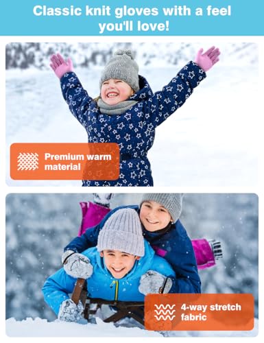 6 Pairs of Kids Gloves Knitted Wool Gloves Children Full Fingers Stretchy Warm Mittens for Boys Girls4