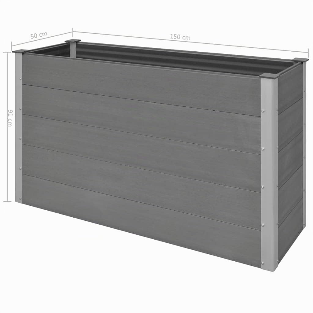 Willood Garten Hochbeet WPC 150 x 50 x 91 cm Grau