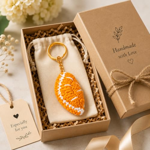 Image of Handmade Crochet Keychain for Women & Girls, Cute Yarn Key Ring, Bag Charm, Car Key Holder & Gift, Aesthetic Handmade Floral Accessory