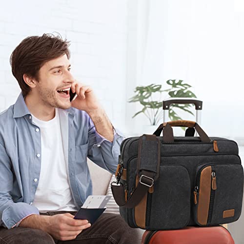 Jielv 3 In 1 Convertible Messenger Bag,17.3 Inch Laptop Backpack,Shoulder Bag,Business Handbags,Briefcase Computer Backpack For Men Women(Black) #TOP6