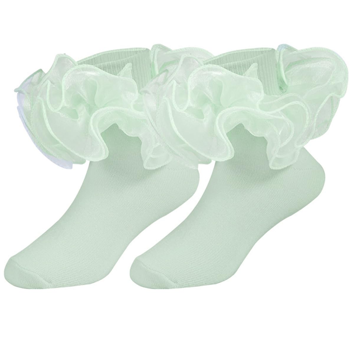KUANINUNAR Toddler Baby Girls Ruffle Soft Double Frilly Lace Socks Kids Cute Ankle Cotton Dress Socks